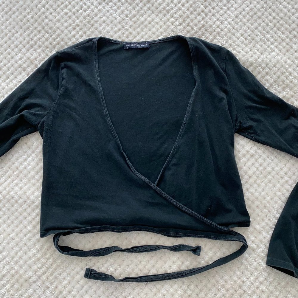 Brandy Melville Black Wrap Top